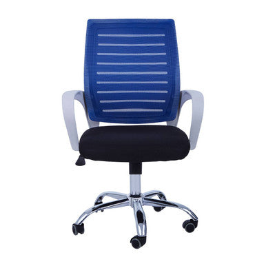 Blue office chair with black seat on a white background