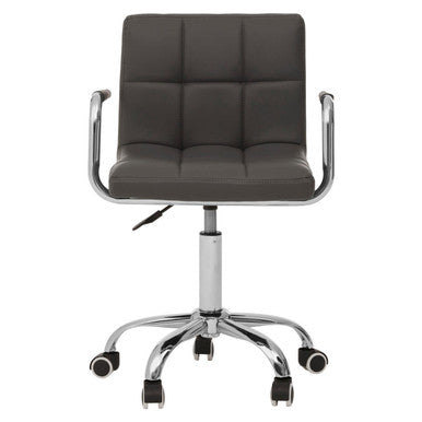 Gray office chair with a chrome base on a white background