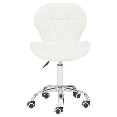 White office chair with quilted design on a white background