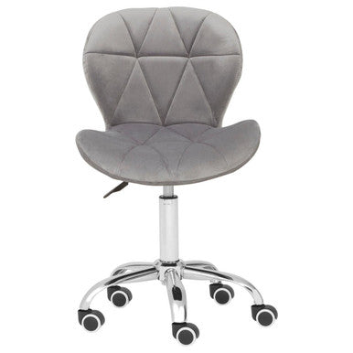 Gray office chair with diamond pattern on a white background
