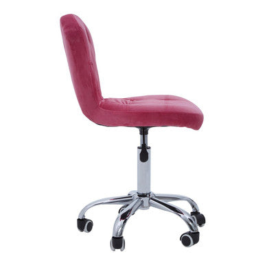 Fayth Pink Velvet Buttoned Home Office Chair