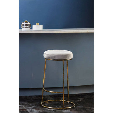 Manhattan Grey Velvet Bar Stool