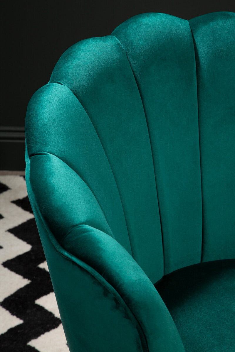 Ovala Emerald Green Velvet Scalloped Chair - Image 6
