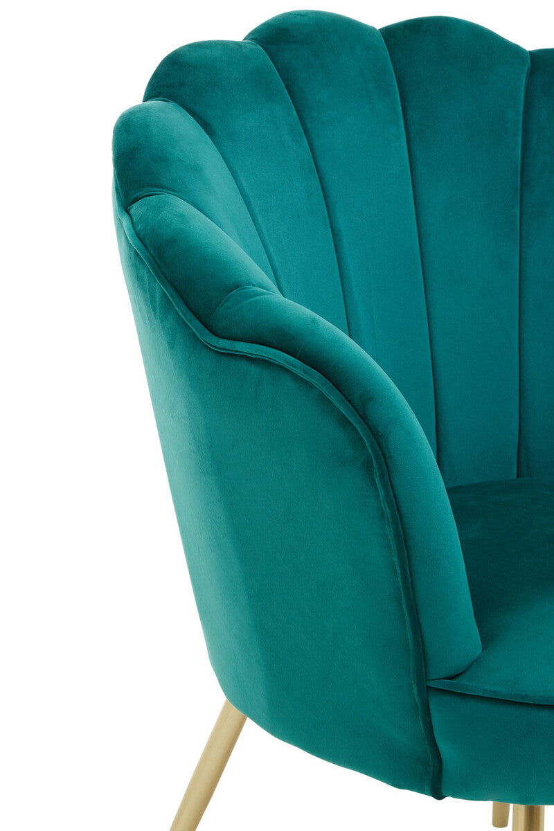 Ovala Emerald Green Velvet Scalloped Chair - Image 8