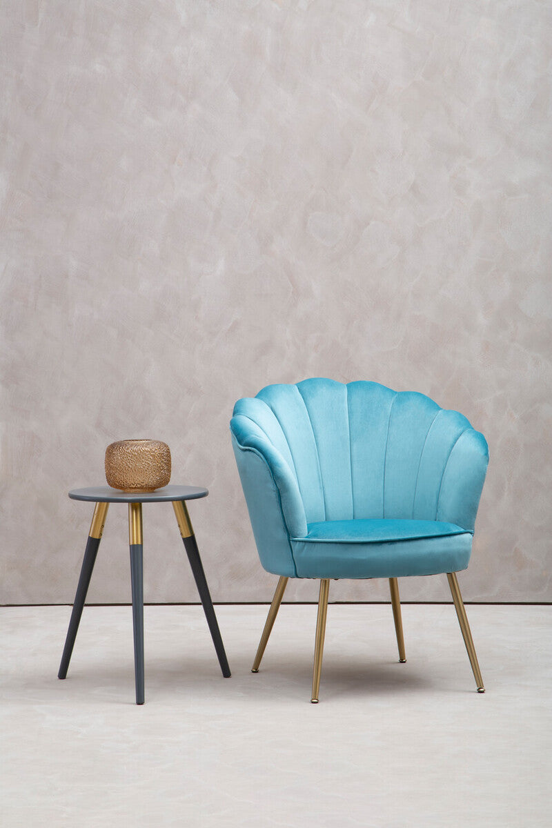 Ovala Aqua Velvet Scalloped Chair