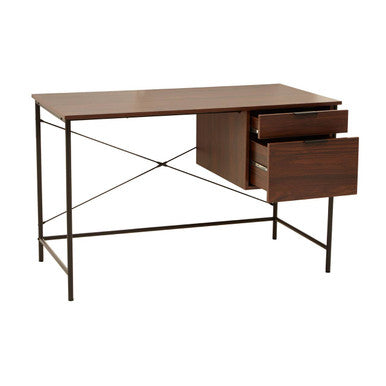 Bradbury Dark Walnut Veneer Desk With Drawers
