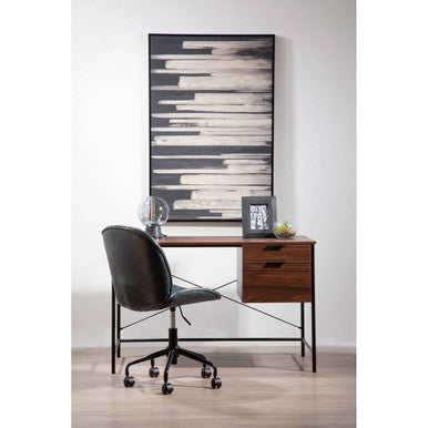 Bradbury Dark Walnut Veneer Desk With Drawers