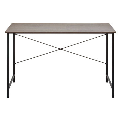 Table with a gray surface and black metal legs on a white background
