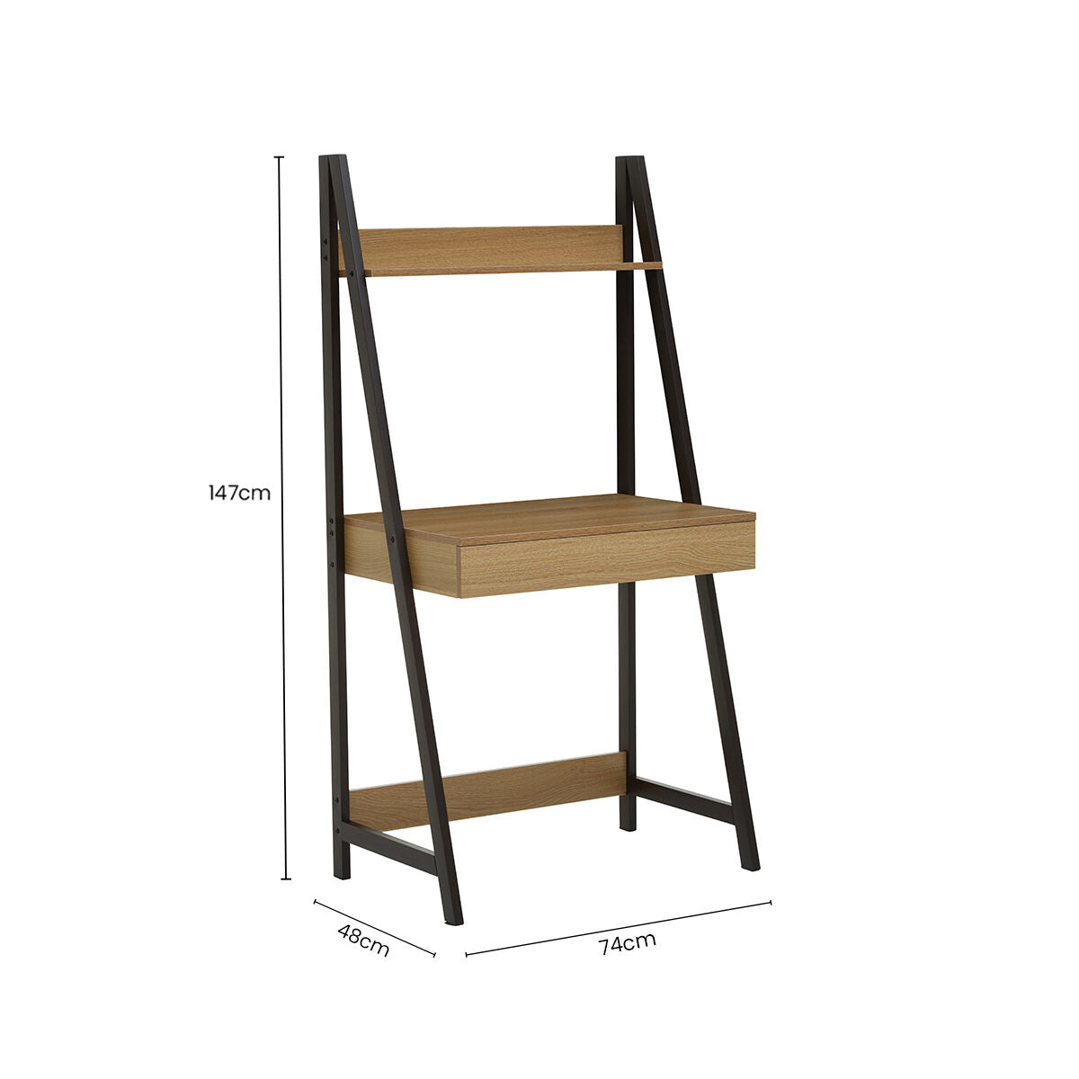 Bradbury Natural Oak Effect Desk with Metal Frame