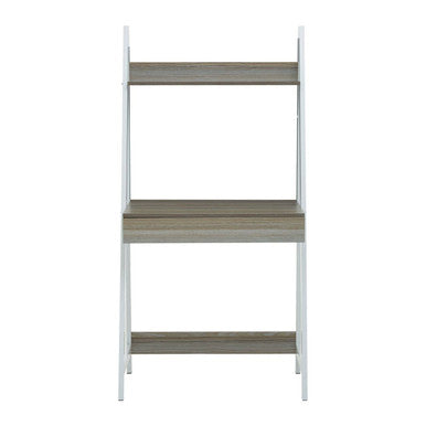 Ladder shelf with three shelves on a white background