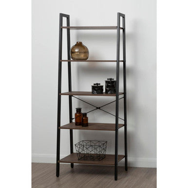 Bradbury Five Tier Dark Oak Veneer Ladder Shelf Unit