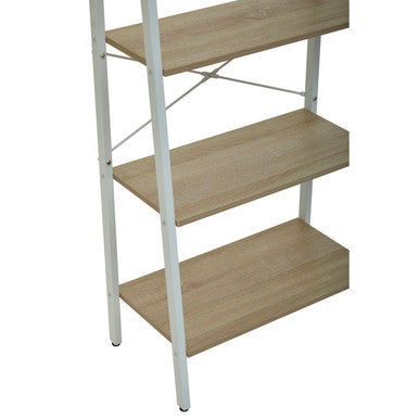 Bradbury Five Tier Natural Oak Veneer Ladder Shelf Unit