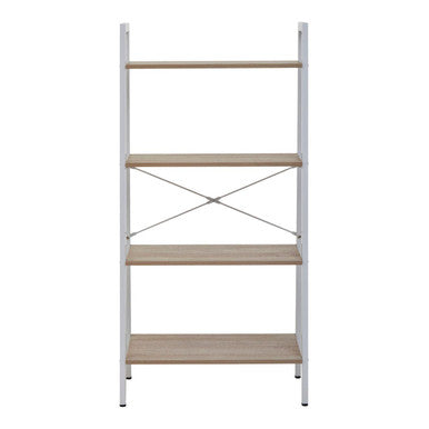 Bradbury Four Tier Natural Oak Veneer Ladder Shelf Unit
