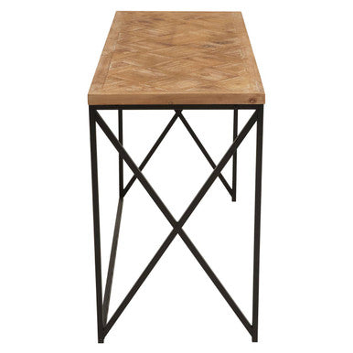 Kickford Console Table With Natural Parquet Top