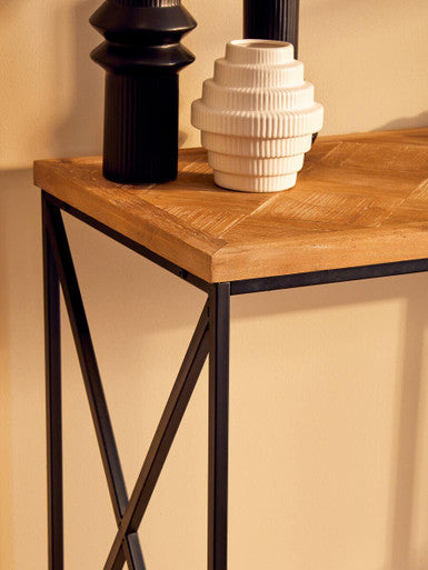 Kickford Parquet Fir Wood Console Table