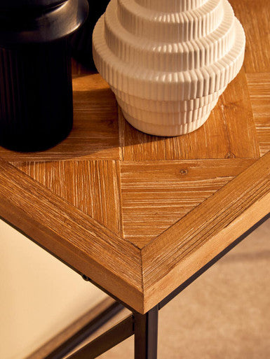 Kickford Parquet Fir Wood Console Table