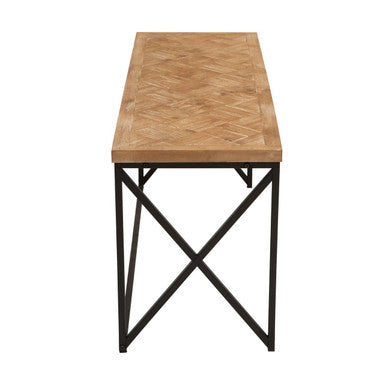 Natural Fir Wood Coffee Table with Black Metal Legs, Kickford