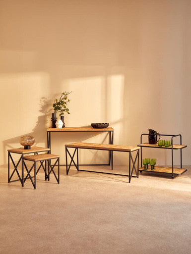 Kickford Parquet Fir Wood Coffee Table