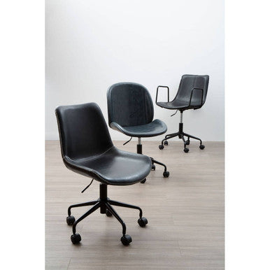 Branson Black Leather Effect Home Office Chair