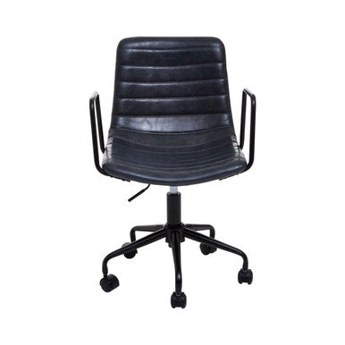 Black office chair with a ribbed backrest on a white background