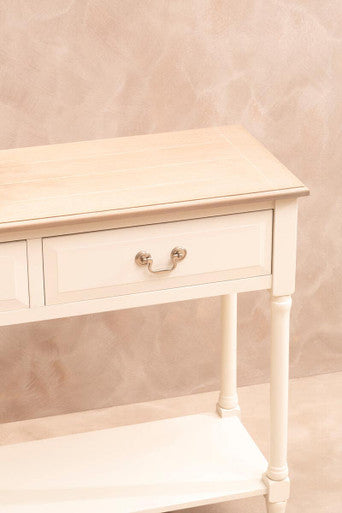 White 2 Drawer Wooden Console Table with Shelf | Heritage
