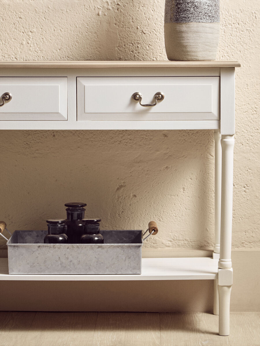 White 2 Drawer Wooden Console Table with Shelf | Heritage