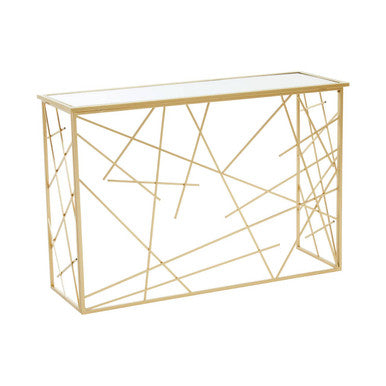 Farran Gold Finish Console Table With Mirror Top - image 3