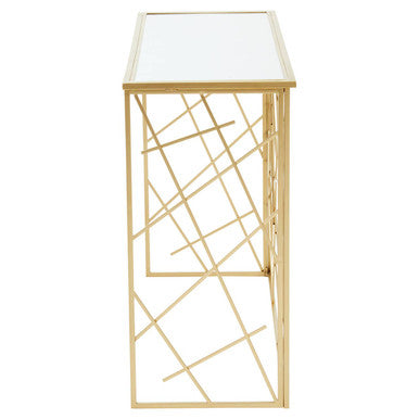Farran Gold Finish Console Table With Mirror Top - image 4