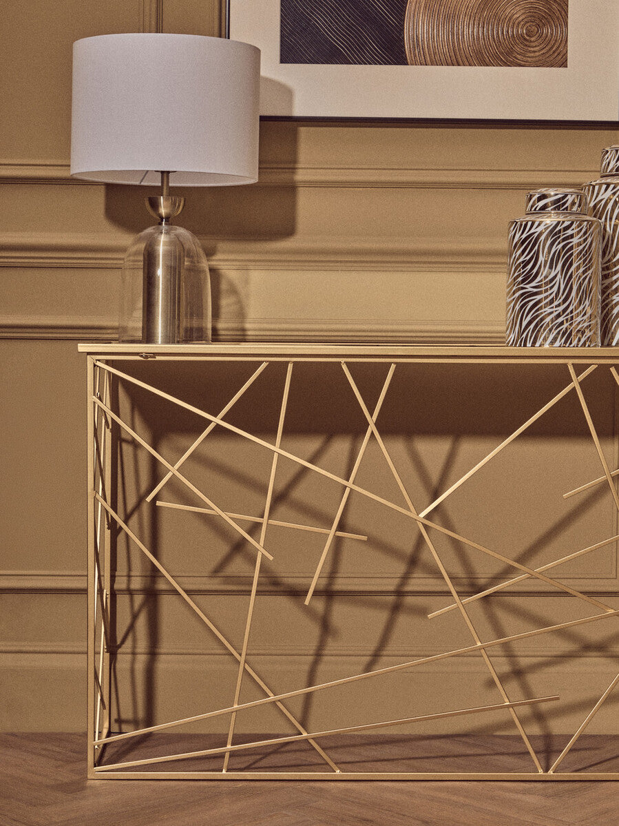 Farran Gold Finish Console Table With Mirror Top - image 6