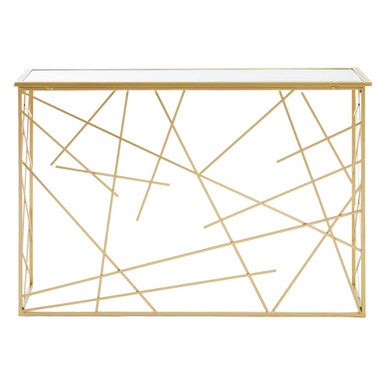 Farran Gold Finish Console Table With Mirror Top - image 2
