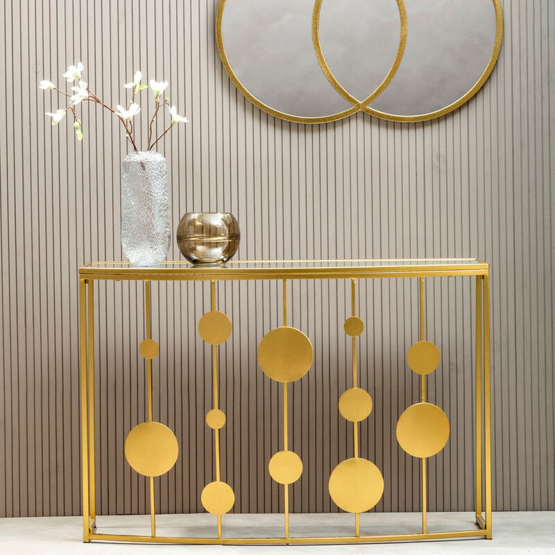 Farran Champagne Gold Finish Console Table With Mirror Top - image 2