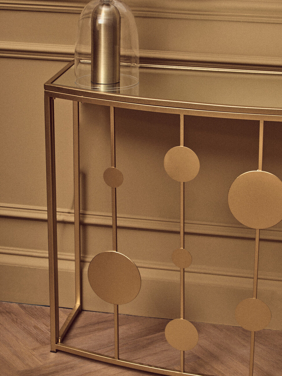 Farran Champagne Gold Finish Console Table With Mirror Top - image 7