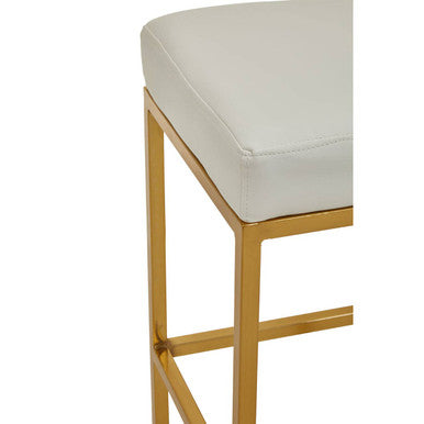 Baina White And Gold Finish Bar Stool
