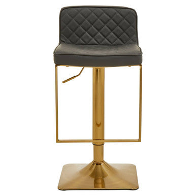 Baina Dark Grey And Gold Square Base Bar Stool