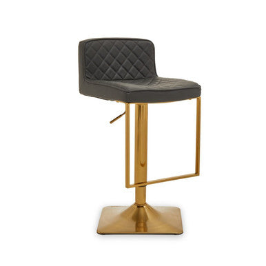 Baina Dark Grey And Gold Square Base Bar Stool