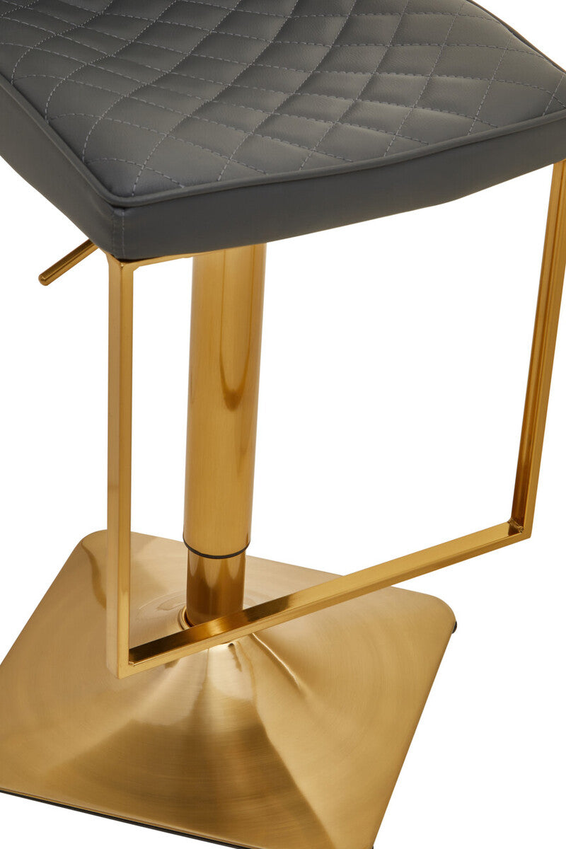 Baina Dark Grey And Gold Square Base Bar Stool