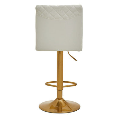 Baina White And Gold Bar Stool With Round Base