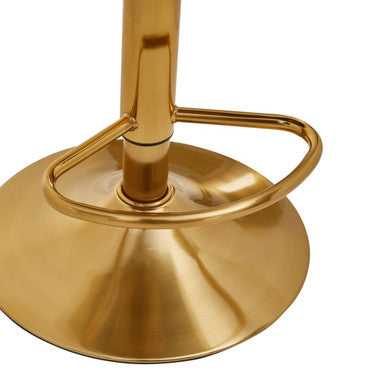 Baina White And Gold Bar Stool With Round Base