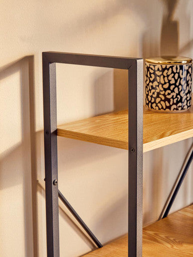 Light Oak Effect Desk with Shelves | Laxton