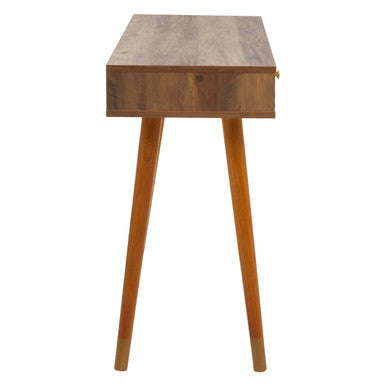 Brown Natural Wood Veneer Console Table with 2 Storage Drawers, Frida