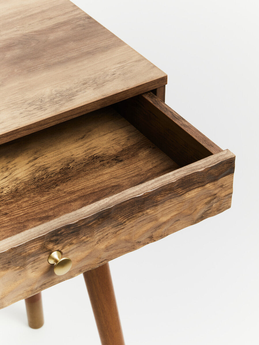 Brown Natural Wood Veneer Console Table with 2 Storage Drawers, Frida