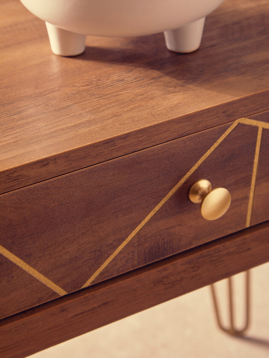 Flori 1 Drawer Side Table with Hairpin Legs