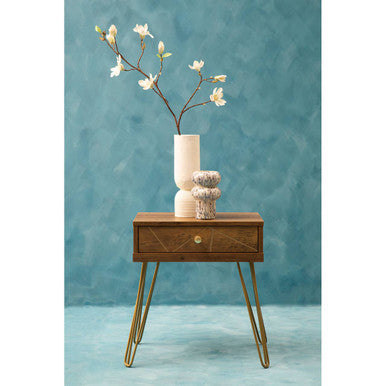 Flori 1 Drawer Side Table with Hairpin Legs