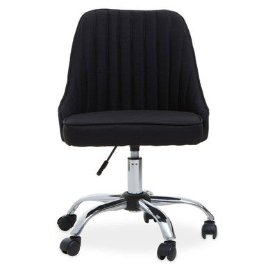Black office chair with chrome base on a white background