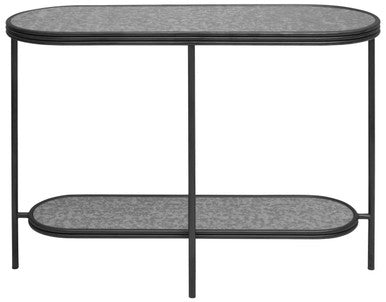 Black Wooden Top Rectangular Console Table with Metal Frame, Xania