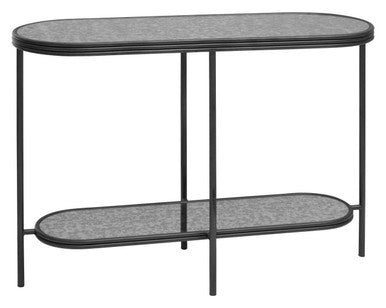 Black Wooden Top Rectangular Console Table with Metal Frame, Xania
