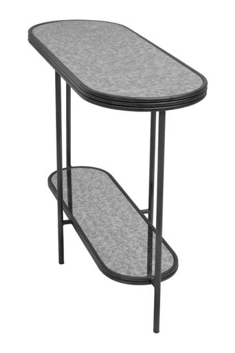 Black Wooden Top Rectangular Console Table with Metal Frame, Xania