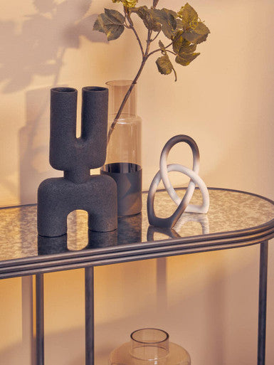 Black Wooden Top Rectangular Console Table with Metal Frame, Xania