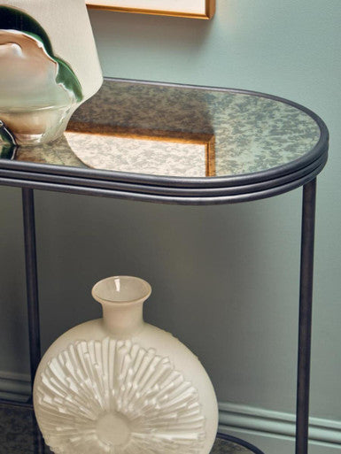 Black Wooden Top Rectangular Console Table with Metal Frame, Xania