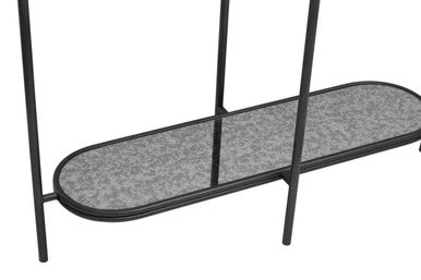 Black Wooden Top Rectangular Console Table with Metal Frame, Xania